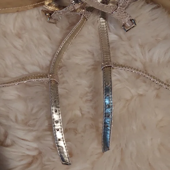 ANTONIO MELANI 8M Gold Leather Slingback Sandals - Picture 5 of 8